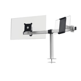 Durable Monitor Mount Pro for 1 screen and 1 Tablet, through-desk attachment