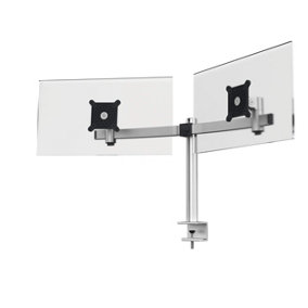 Durable Monitor Mount Pro with arm for 2 screens, desk clamp attachment