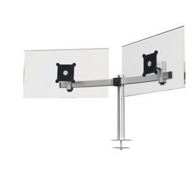 Durable Monitor Mount Pro with arm for 2 screens, through-desk attachment