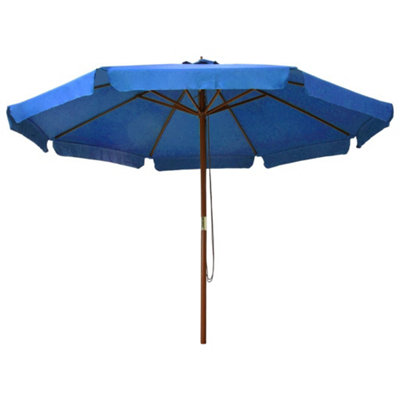 Durable Outdoor Parasol with Wooden Pole 330 cm Azure