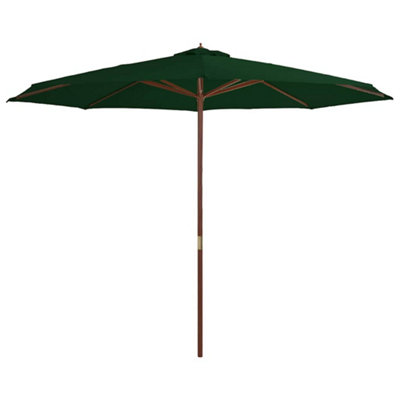 Durable Outdoor Parasol with Wooden Pole 350 cm Green