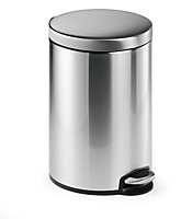 Durable Pedal Bin Stainless Steel Round 12 Litre in Silver