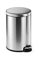 Durable Pedal Bin Stainless Steel Round 20 Litre in Silver