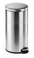 Durable Pedal Bin Stainless Steel Round 30 Litre in silver