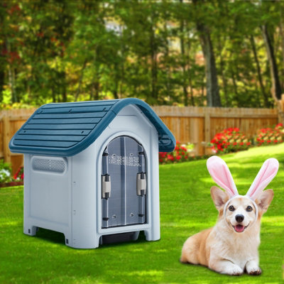 Durable Plastic Dog House Dog Kennel Dog Crate with Ventilation for Outdoor Indoor 590x750x660 mm