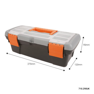 Durable Plastic Small Toolbox with Double Clasp Fastening and Carry Handle