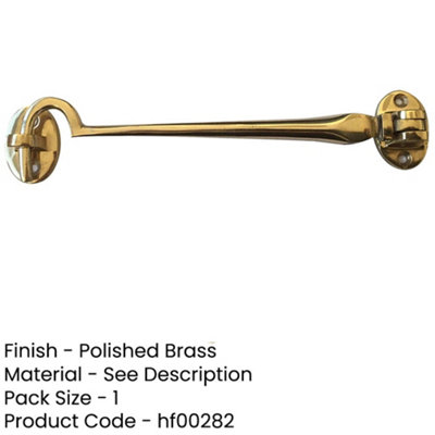 Durable Polished Brass Cabin Hook 75mm for Home and Office Use - Hook & Eye Arm Lock