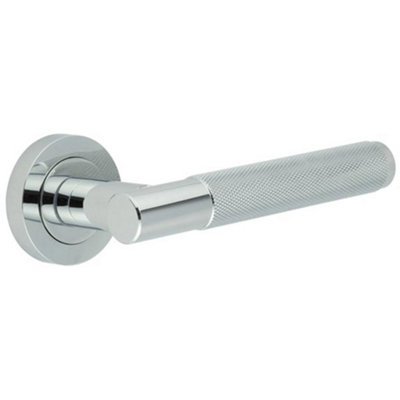 Durable Polished Chrome Knurled Door Handle for Stylish Interiors - Interior Handle