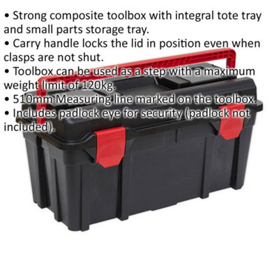 Durable Portable Toolbox with Locking Handle and Tote Tray - 580 x 285 ...