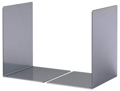 Durable Premium Heavy Duty Large Metal Shelf Bookends - 2 Pack - Silver