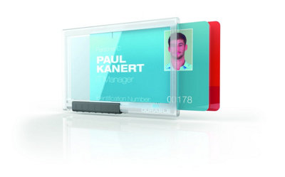 Durable Pushbox Duo Security Pass Holder 54 x 87mm Transparent Pack of ...