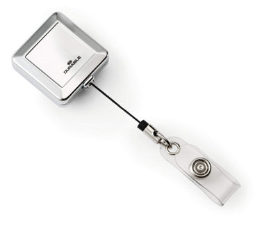 Durable QUADRO Retractable Clip Badge Reel for ID & Keys - 10 Pack - Chrome