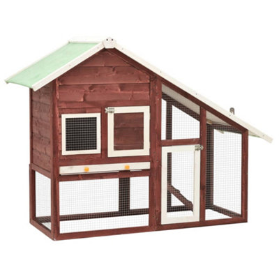 Durable Rabbit Hutch Mocha and White 140x63x120 cm Solid Firwood