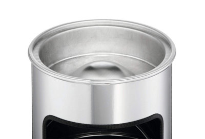 Durable Round Metal Waste Bin with Fire Extinguishing Ashtray - 17L - Silver