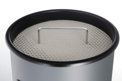 Durable Round Metal Waste Bin with Integrated Sand Ashtray - 17L - Charcoal Grey