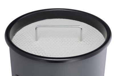 Durable Round Metal Waste Bin with Integrated Sand Ashtray - 17L - Charcoal Grey