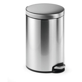 Durable Round Stainless Steel Pedal Bin - 12 Litre - Silver