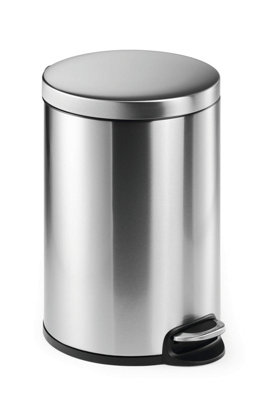 Durable Round Stainless Steel Pedal Bin - 20 Litre - Silver