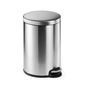Durable Round Stainless Steel Pedal Bin - 20 Litre - Silver