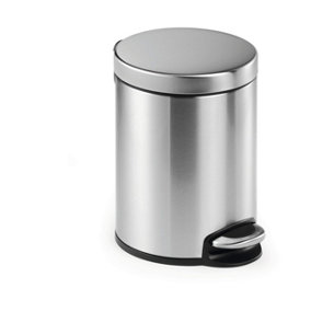 Durable Round Stainless Steel Pedal Bin - 5 Litre - Silver