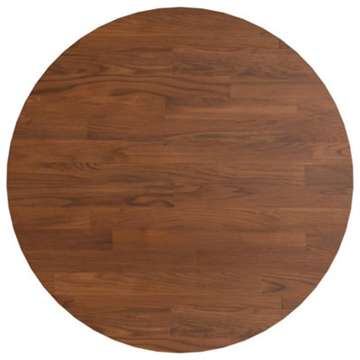 Durable Round Table Top Dark Brown Radius 40x1.5 cm Treated Solid Wood Oak