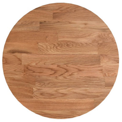 Durable Round Table Top Light Brown Radius 30x1.5 cm Treated Solid Wood Oak
