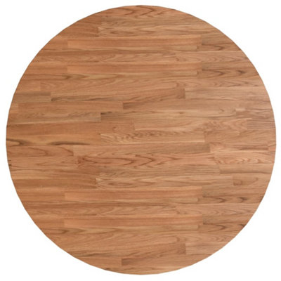 Durable Round Table Top Light Brown Radius 80x1.5 cm Treated Solid Wood Oak