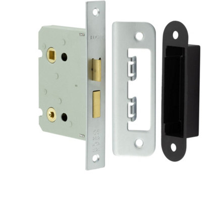 Durable Satin Nickel Bathroom Locks with Square Forend and Radiused Strike Plate 76mm - Door Lock