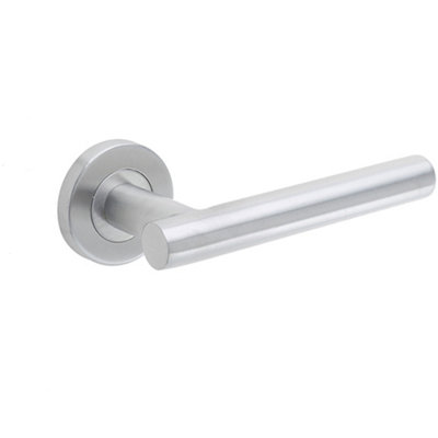 Durable Satin Stainless Steel Door Handle on Rose for Residential and Commercial Use Interior Handle