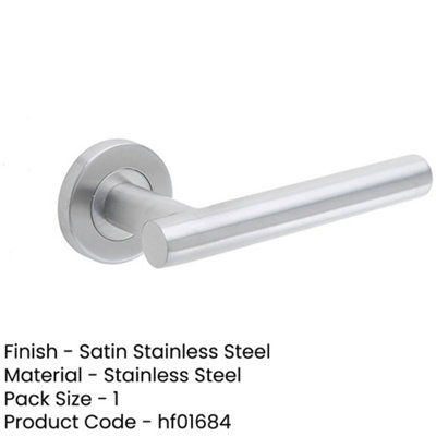 Durable Satin Stainless Steel Door Handle on Rose for Residential and Commercial Use Interior Handle