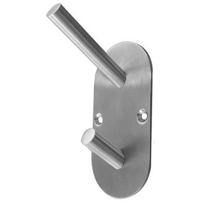 Durable Satin Stainless Steel Hat and Coat Hook - 90x45mm - Wall Mounted Clothing Hook