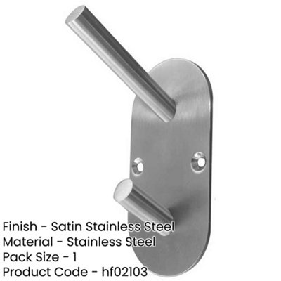 Durable Satin Stainless Steel Hat and Coat Hook - 90x45mm - Wall Mounted Clothing Hook