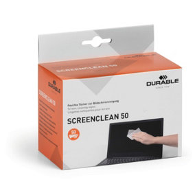 Durable SCREENCLEAN Streak-Free Biodegradable Screen Cleaning Wipes - 50 Sachets