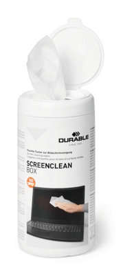 Durable SCREENCLEAN Streak-Free Biodegradable Screen Cleaning Wipes - Tub of 100