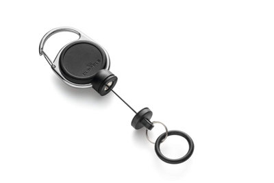 Durable Secure Magnetic Carabiner Badge Reel for Keys & Hand Sanitiser - Black