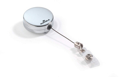 Durable Secure Retractable Chrome Badge Reels for ID & Keys - 10 Pack - Silver