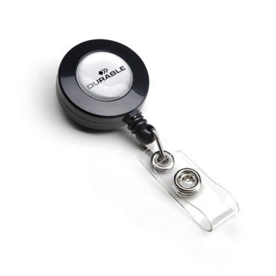 Durable Secure Retractable Clip Badge Reel for ID Cards & Keys - 10 Pack - Black