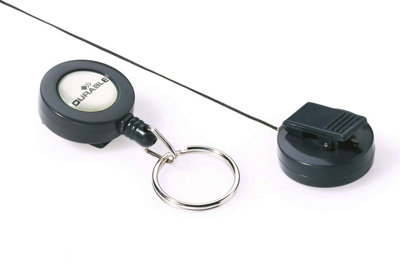 Durable Secure Retractable Keyring Badge Reel for IDs & Keys - 10 Pack - Black