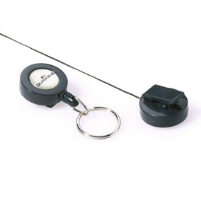 Durable Secure Retractable Keyring Badge Reel for IDs & Keys - 10 Pack - Black