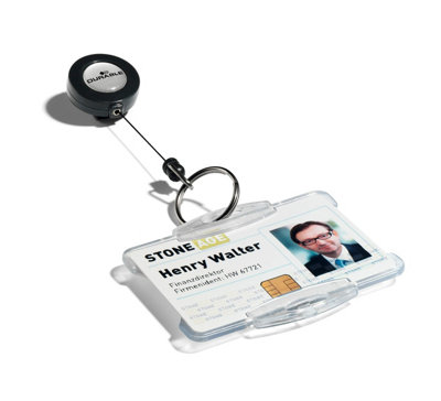 Durable Secure Retractable Keyring Badge Reel for IDs & Keys - 10 Pack - Black