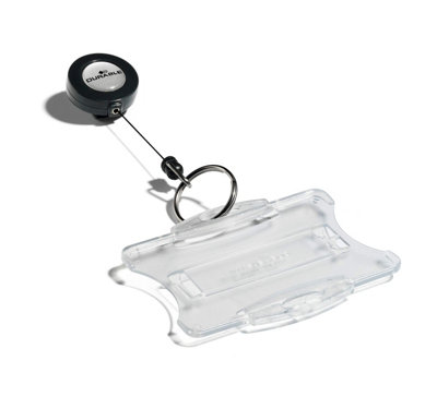 Durable Secure Retractable Keyring Badge Reel for IDs & Keys - 10 Pack - Black