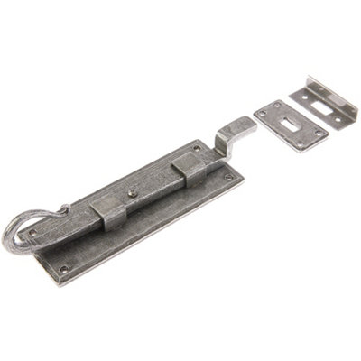 Durable Shepherds Crook Necked Bolts in Pewter - 152mm Door Hardware - Door Bolt Lock