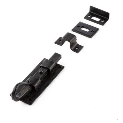 Durable Shepherds Crook Straight Bolts 102mm in Black Finish - Door Bolt Lock