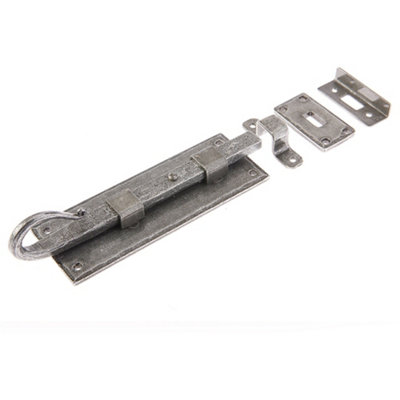 Durable Shepherds Crook Straight Bolts 152mm in Pewter Finish - Door Bolt Lock
