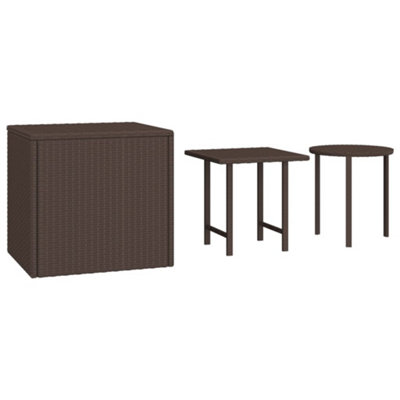 Durable Side Tables 3 pcs Brown Poly Rattan