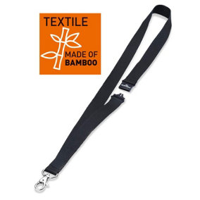 Durable Soft Bamboo ECO Neck Lanyards with Clip and Breakaway - 10 Pack - Black