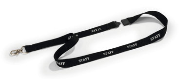 Durable Soft Textile STAFF Neck Lanyards with Clip & Breakaway - 10 Pack - Black