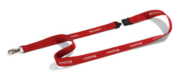 Durable Soft Textile VISITOR Neck Lanyards with Clip & Breakaway - 10 Pack - Red