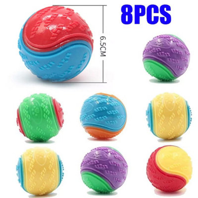 Durable Squeaky set of 8 Dog Balls for teeth Cleaning Interactive