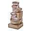 Durable Stone Effect Tiered 4 Tier Cascade Laguna Water Feature with LED Lights for Indoor & Outdoor Use